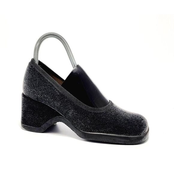 MNG by Mango Women’s Block Heel Velvet Chunky Heel Size 36/5.5 Square Toe Shoes - Picture 1 of 9